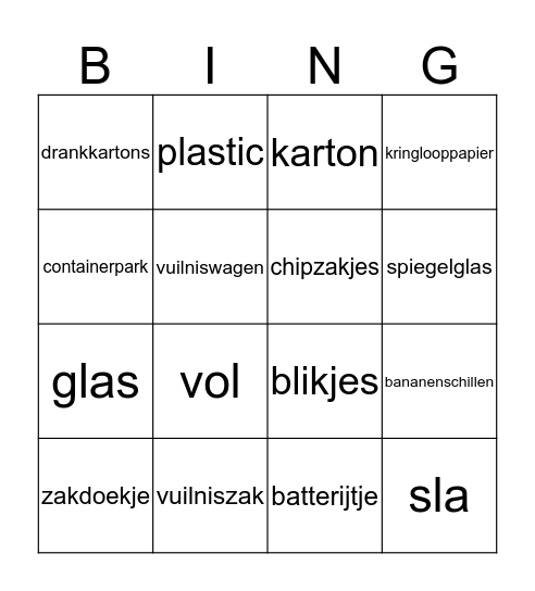 BINGO  Bingo Card