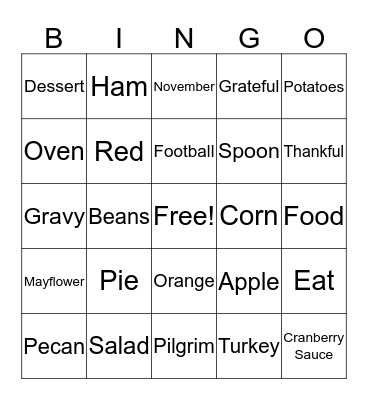 Thanksgiving  Bingo Card