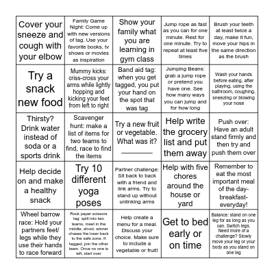 Run Wild! Health and Fitness Bingo Sheet ____ Bingo Card