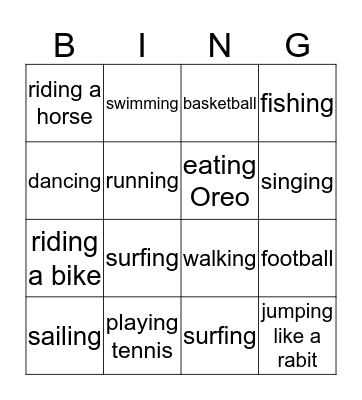 Thinks we like! Bingo Card
