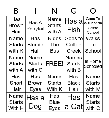 Get To Know You BINGO Card