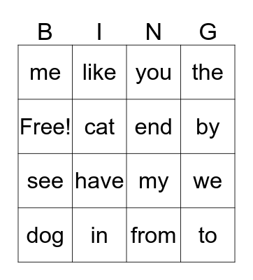 Heart Words #2 Bingo Card