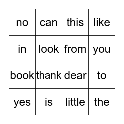 Heart words #2 Bingo Card