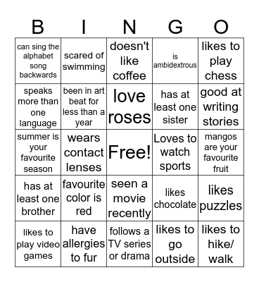 Untitled Bingo Card