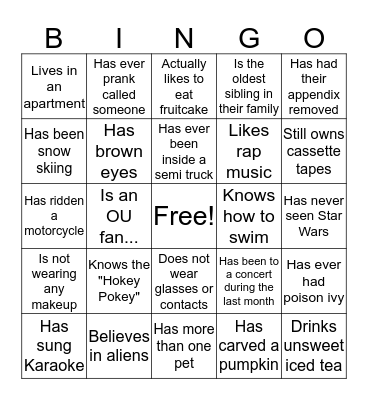 Find Someone Who... Bingo Card