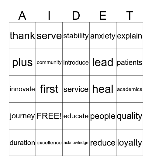 OCHSNER BINGO Card