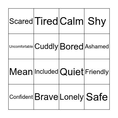 Feelings Bingo Card