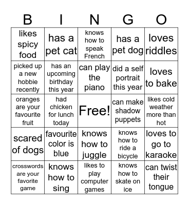 Bingo 4 Bingo Card