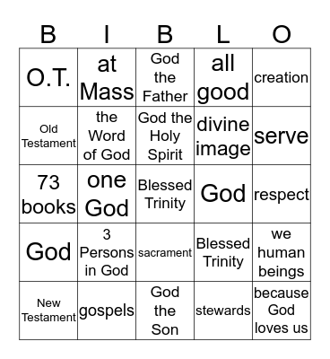 BIBLE-O Bingo Card