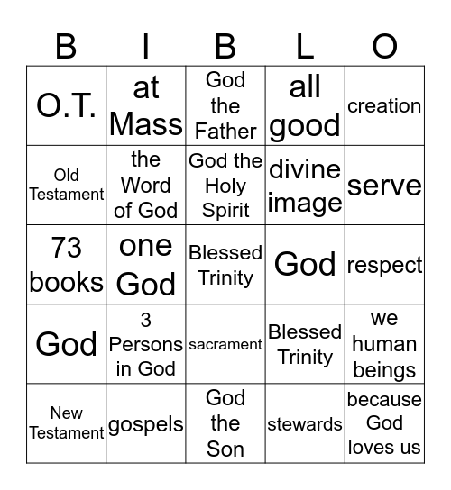 BIBLE-O Bingo Card