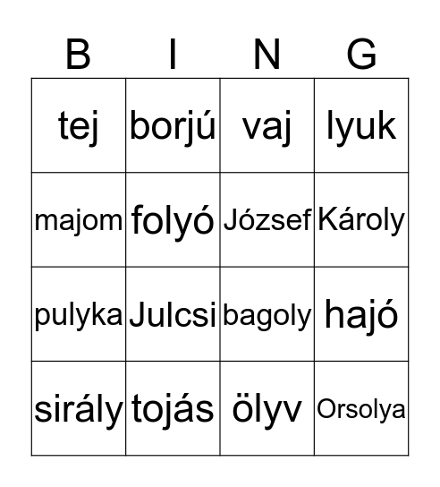 j?  ly? Bingo Card