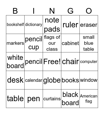 Classroom  Bingo Card