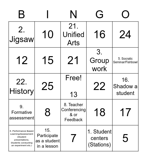 Nested Rounds Bingo Card