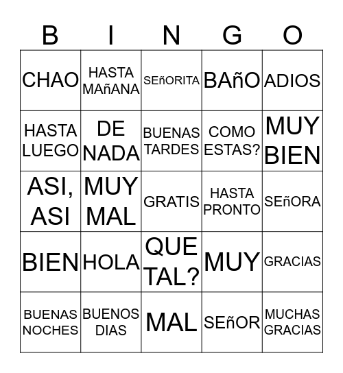 BINGO Card