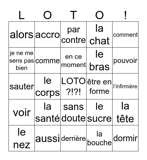 Loto 2hv chapitre 2 Bingo Card