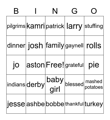 Happy Thanksgiving  Bingo Card
