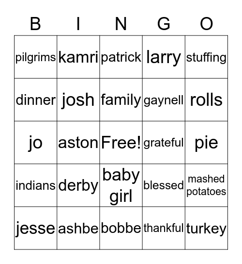 Happy Thanksgiving  Bingo Card