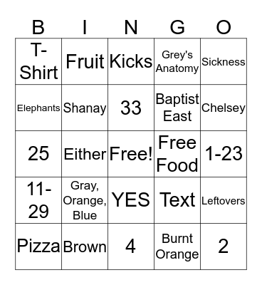 All About Mommy Bingo Card