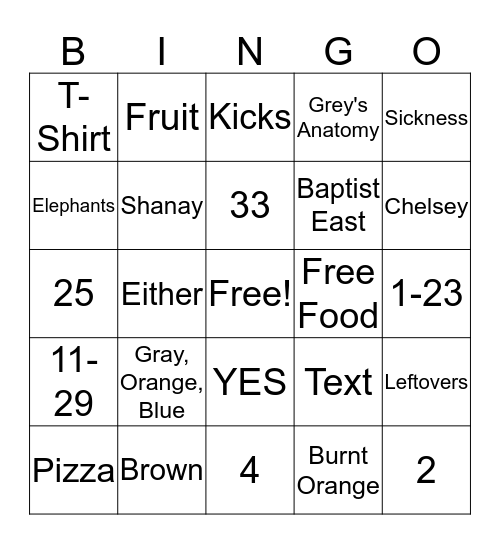 All About Mommy Bingo Card