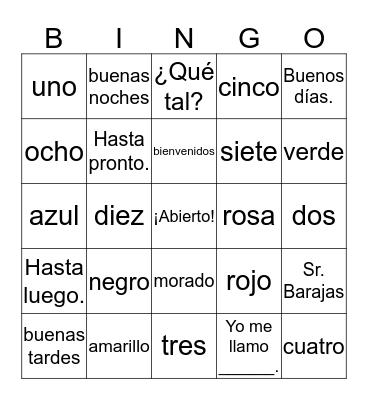 Introductions + Farewells Bingo Card