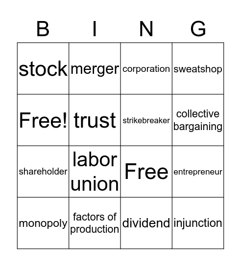 Chapter 4 Lesson 3-4 Vocabulary Bingo Card