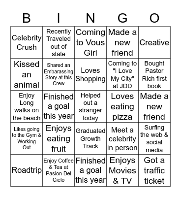 Jon & Chrissy Crew  Bingo Card