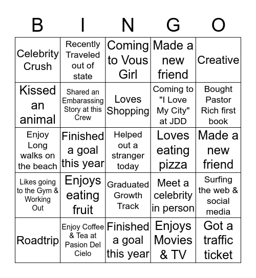 Jon & Chrissy Crew  Bingo Card