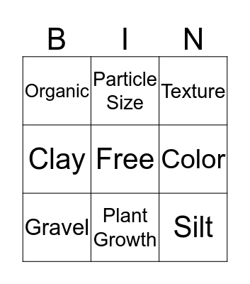 Soil Bingo Card