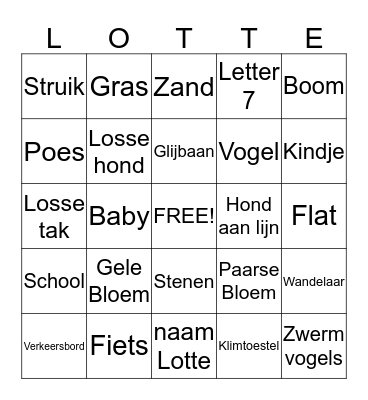 Lotte's Bingo Card