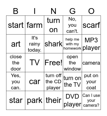 Family 3 Unit 3 Bingo Card