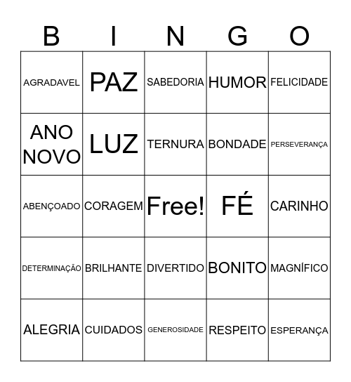 FELIZ ANO NOVO Bingo Card