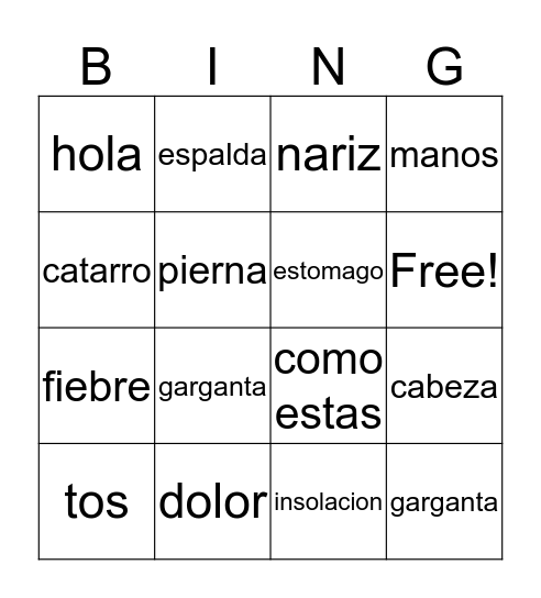 Al Medico Bingo Card