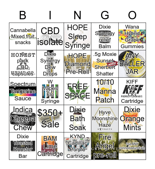Budtender Bingo 11/6-11/12 Bingo Card