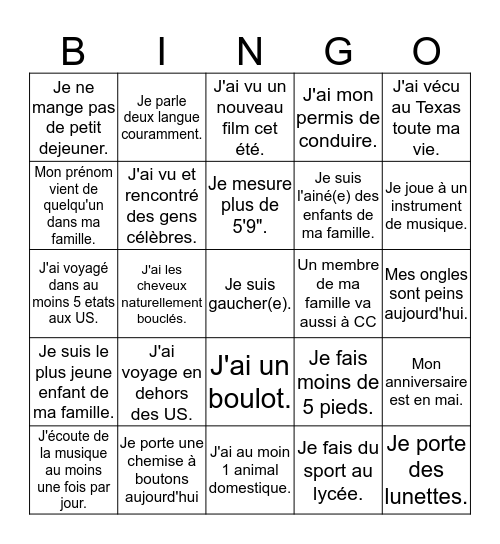 People Bingo Card