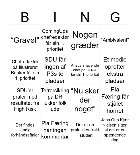 #PANIKRADIO Bingo Card