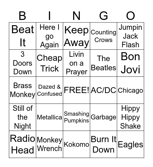 "ROCK OUR SERVICE" Bingo Card