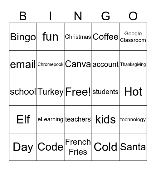 Training Day Bingo Card