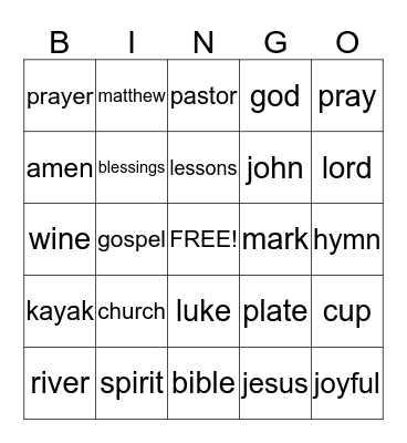 Service by the River Bingo Card