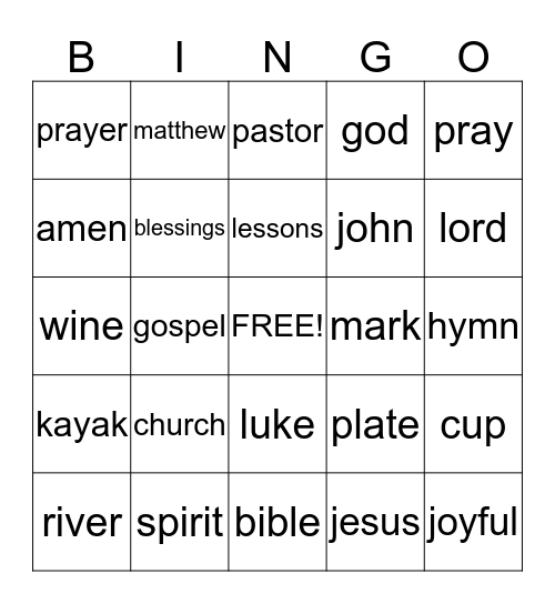 Service by the River Bingo Card