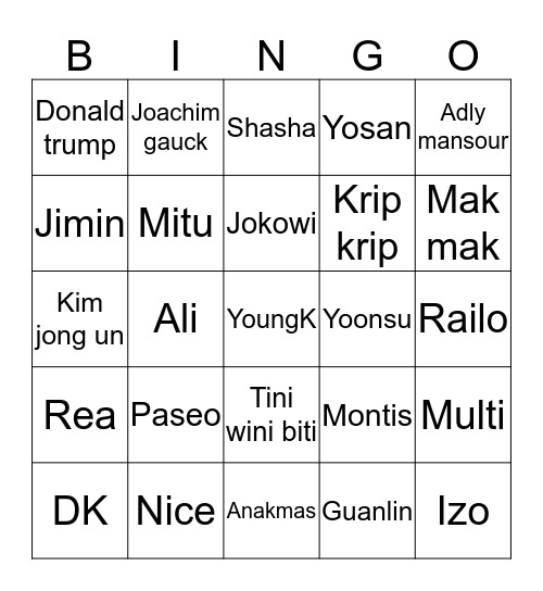 Mangat lur Bingo Card