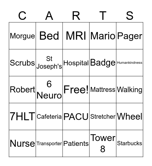 TRANSPORT BINGO Card