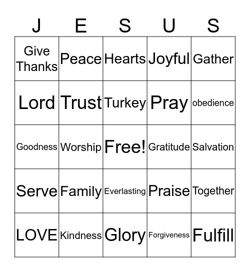 Thanksgiving Bingo Card