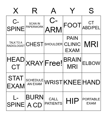 RAD TECH BINGO Card