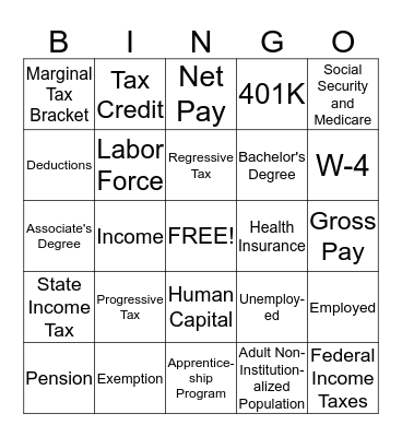 Earnings Power Bingo Card