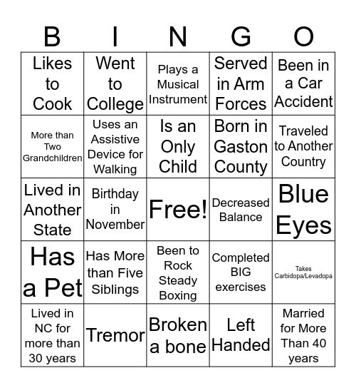 Get to Know You Bingo Card