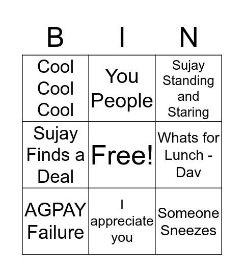 Invoicing Bingo Card