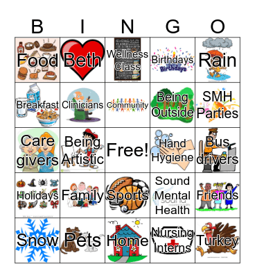 Sound Mental Health Gratitude Bingo Card