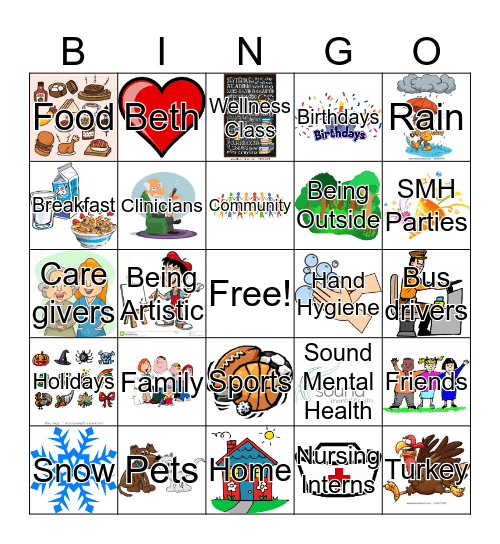 Sound Mental Health Gratitude Bingo Card