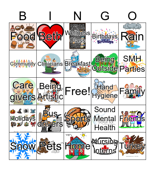 Sound Mental Health Gratitude Bingo Card