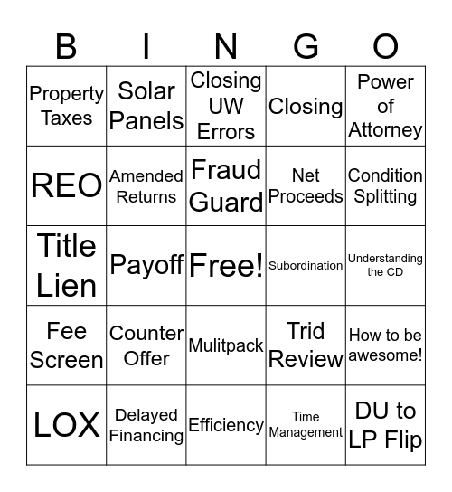 CI UW II Classes Bingo Card